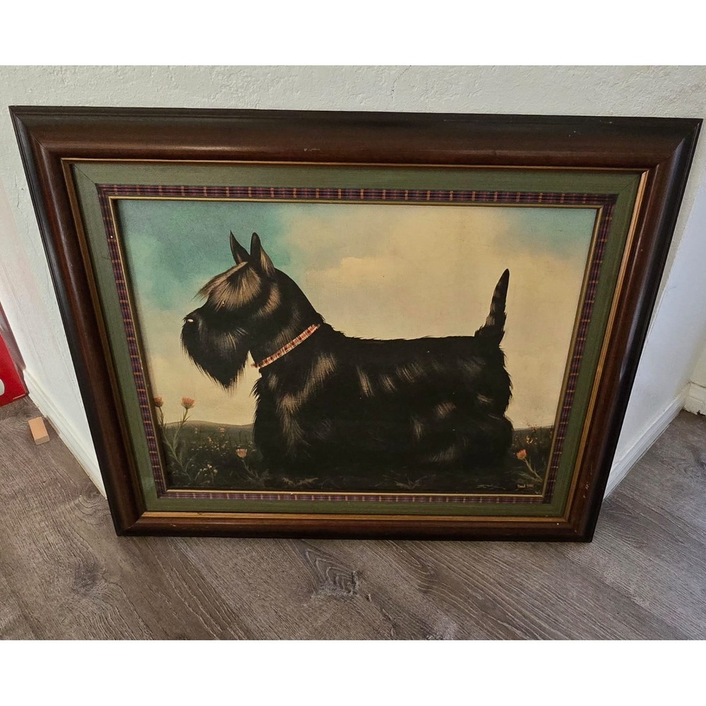 Vintage Framed Scottish Terrier Dog Print Artwork Home Decor Wall Art - Picture 3 of 6
